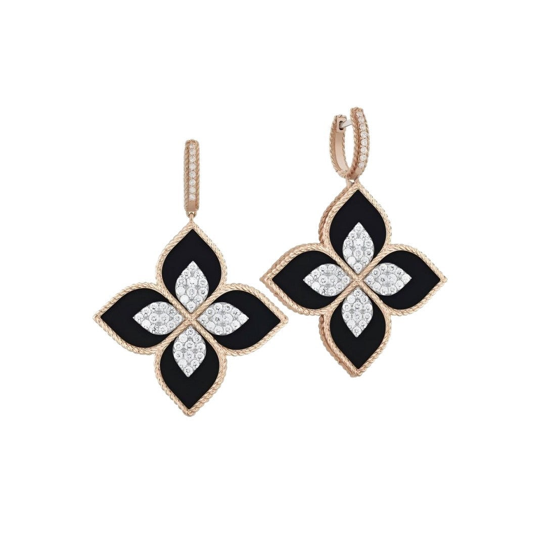 Roberto Coin Style Four-Leaf Clover Cubic Zirconia Earrings